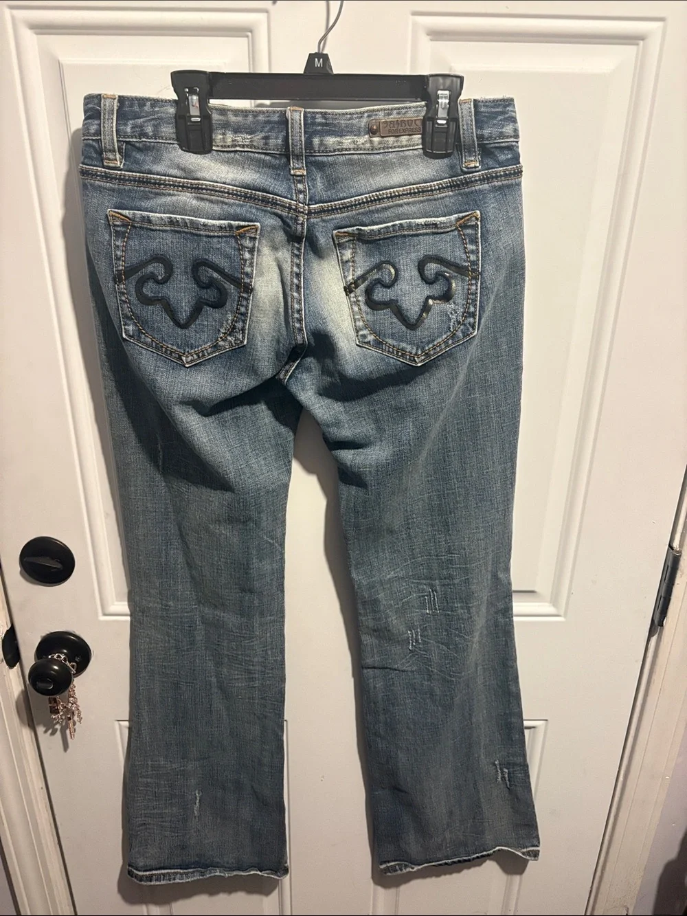 Light Blue Boot Cut Jeans with Subtle Fading Rerock by Express